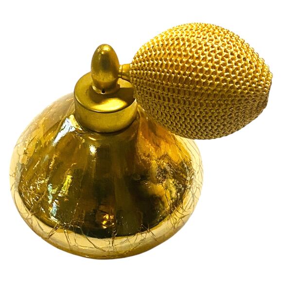 Empty HolmSpray 300/15 Perfume Atomizer Gold Crackle Glass Vanity Bottle A1057 - Picture 9 of 10